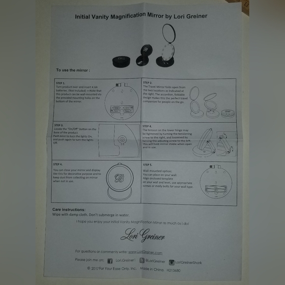 Black Dual Magnifying Mirror w/ Crystal Initial by Lori Greiner - Letter K - Picture 6 of 9